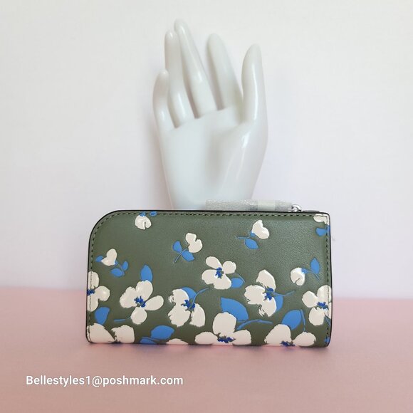 KATE SPADE Devin Painterly Bouquet SMALL Bifold Leather Wallet-Cedar Stand  🎈⭐ - Picture 7 of 16